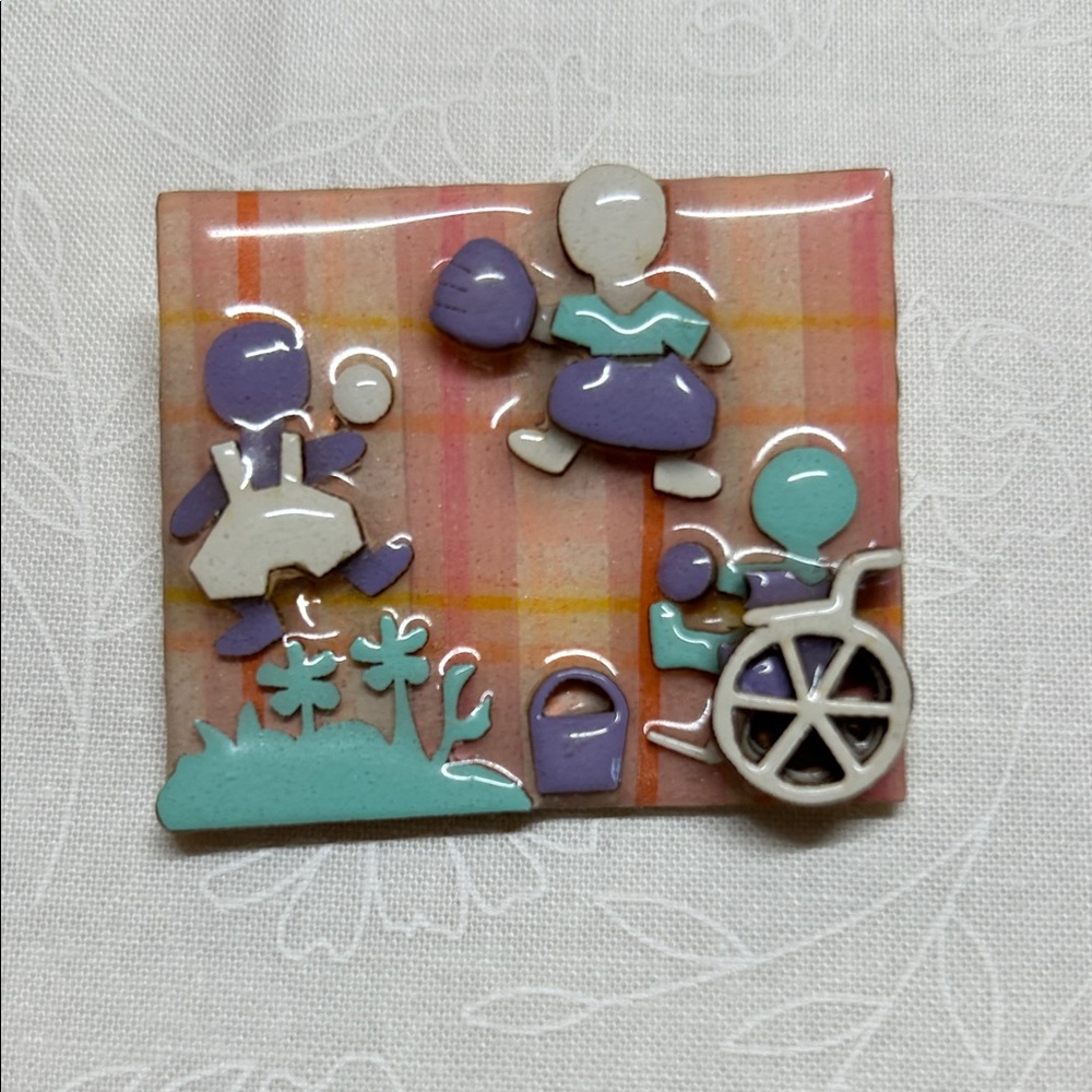 Colorful Plaid handcrafted pin